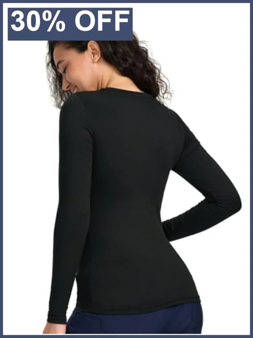 Women's 3 Pack Long Sleeve Underscrub Shirts Slim Fit Crew Neck Base Layer